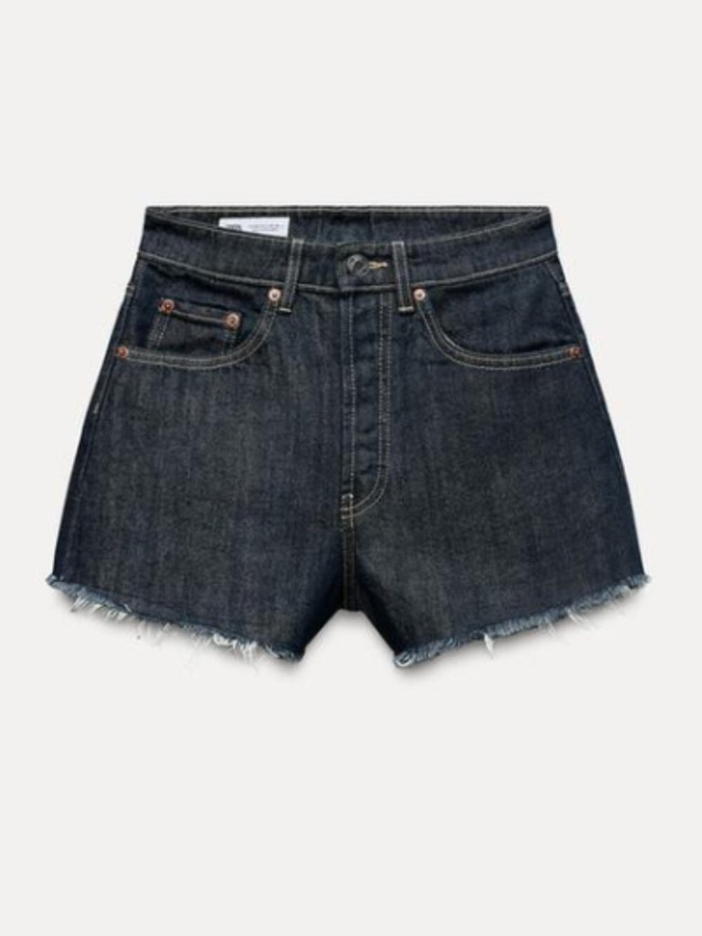 ZARA HIGH WAIST RIPPED TRF DENIM SHORTS